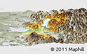 Physical Panoramic Map of Pucon, semi-desaturated