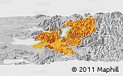 Political Panoramic Map of Pucon, lighten, desaturated