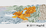 Political Panoramic Map of Pucon, lighten, semi-desaturated