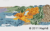 Political Panoramic Map of Pucon, semi-desaturated