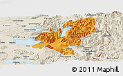 Political Panoramic Map of Pucon, shaded relief outside