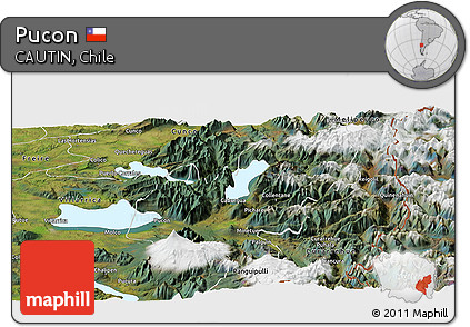 Satellite Panoramic Map of Pucon