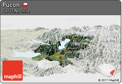 Satellite Panoramic Map of Pucon, lighten