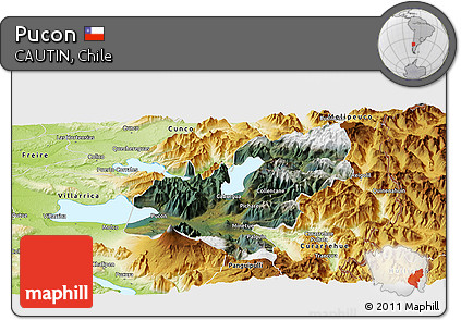 Satellite Panoramic Map of Pucon, physical outside