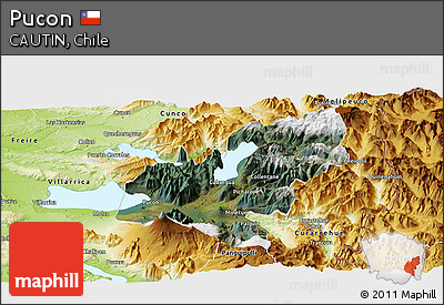 Satellite Panoramic Map of Pucon, physical outside