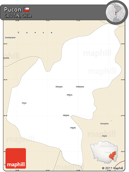 Classic Style Simple Map of Pucon