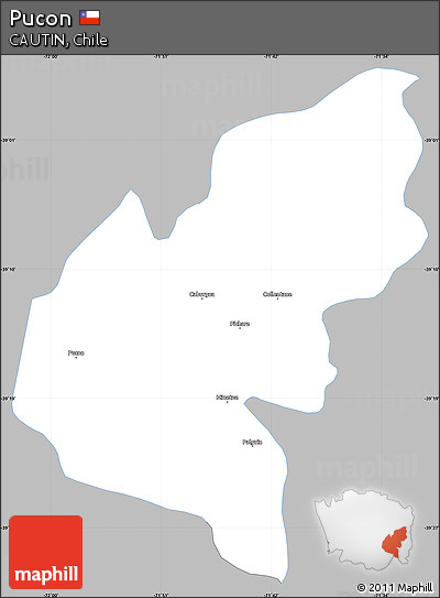 Gray Simple Map of Pucon, single color outside
