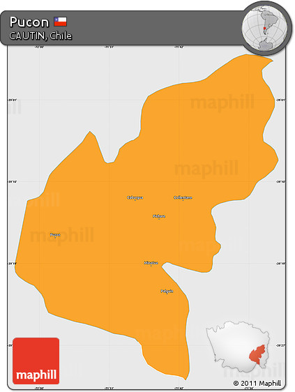 Political Simple Map of Pucon, single color outside