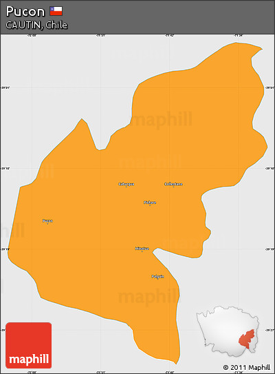 Political Simple Map of Pucon, single color outside