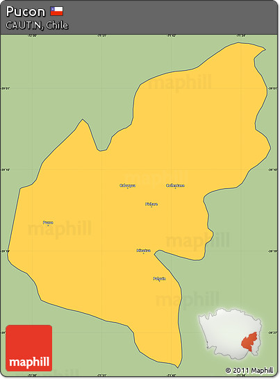 Savanna Style Simple Map of Pucon, cropped outside