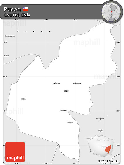 Silver Style Simple Map of Pucon