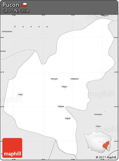 Silver Style Simple Map of Pucon