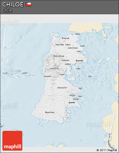 Classic Style 3D Map of CHILOE, single color outside