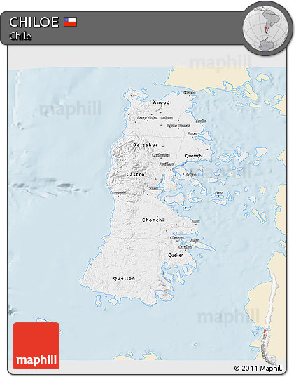 Classic Style 3D Map of CHILOE, single color outside