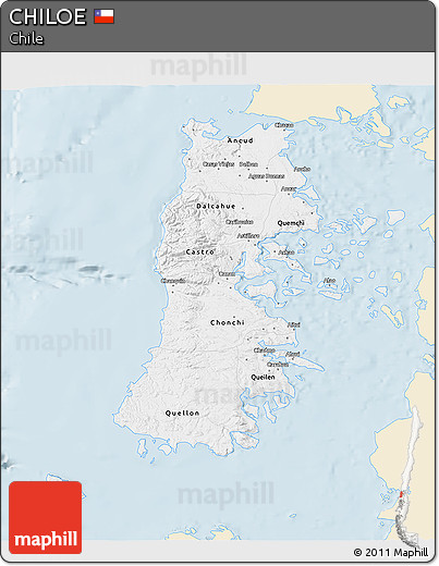 Classic Style 3D Map of CHILOE, single color outside