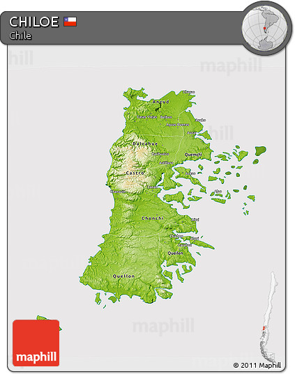 Physical 3D Map of CHILOE, cropped outside