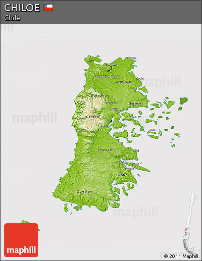 Physical 3D Map of CHILOE, cropped outside