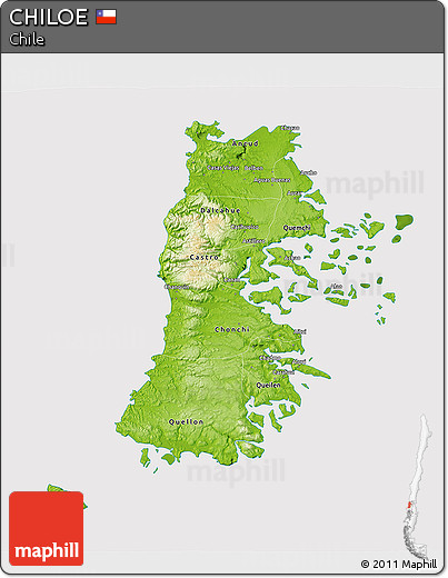 Physical 3D Map of CHILOE, cropped outside