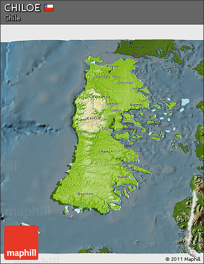 Physical 3D Map of CHILOE, darken