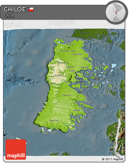 Physical 3D Map of CHILOE, darken
