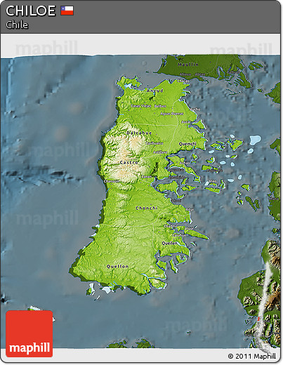 Physical 3D Map of CHILOE, darken