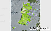 Physical 3D Map of CHILOE, darken, semi-desaturated