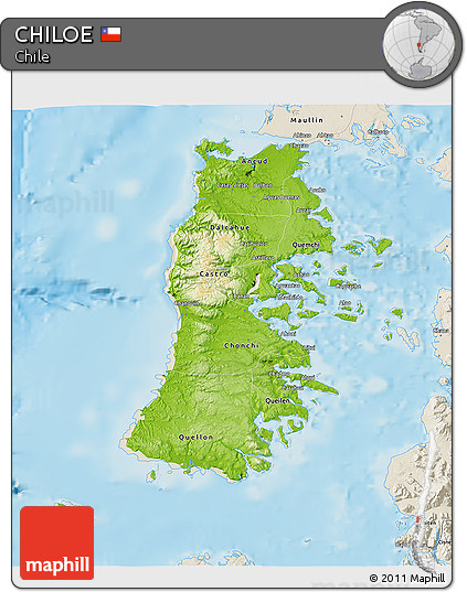 Physical 3D Map of CHILOE, shaded relief outside