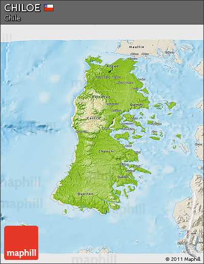 Physical 3D Map of CHILOE, shaded relief outside