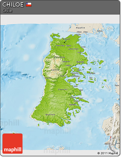 Physical 3D Map of CHILOE, shaded relief outside