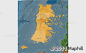 Political Shades 3D Map of CHILOE, darken