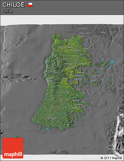 Satellite 3D Map of CHILOE, desaturated