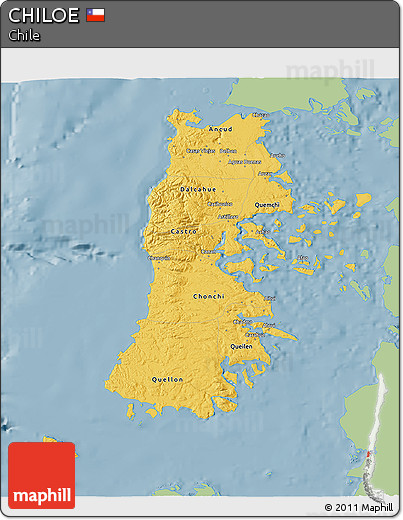 Savanna Style 3D Map of CHILOE, single color outside