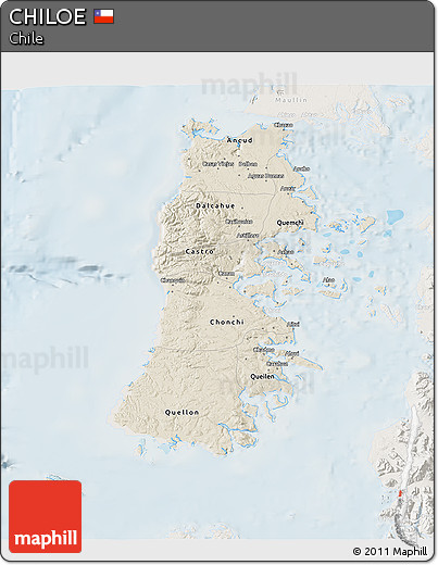 Shaded Relief 3D Map of CHILOE, lighten