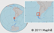 Gray Location Map of CHILOE, within the entire country, hill shading