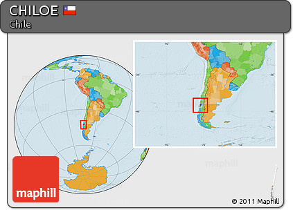 Political Location Map of CHILOE, within the entire country