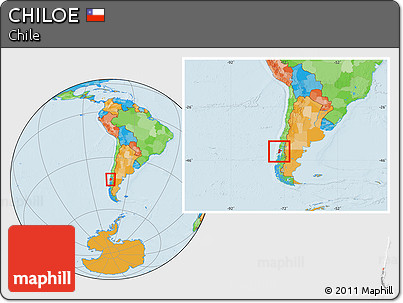 Political Location Map of CHILOE, within the entire country