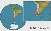 Satellite Location Map of CHILOE, within the entire country
