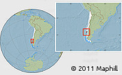 Savanna Style Location Map of CHILOE, highlighted country, within the entire country, hill shading