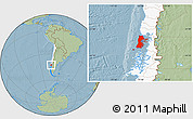 Savanna Style Location Map of CHILOE, highlighted country, hill shading