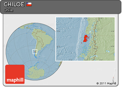 Savanna Style Location Map of CHILOE, hill shading