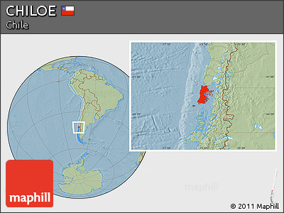 Savanna Style Location Map of CHILOE, hill shading