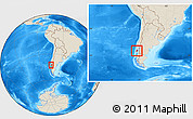 Shaded Relief Location Map of CHILOE, within the entire country