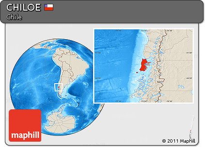 Shaded Relief Location Map of CHILOE