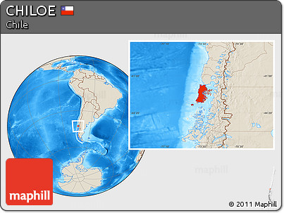 Shaded Relief Location Map of CHILOE