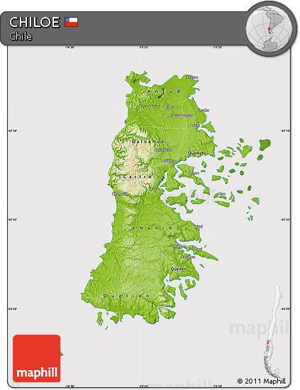 Physical Map of CHILOE, cropped outside
