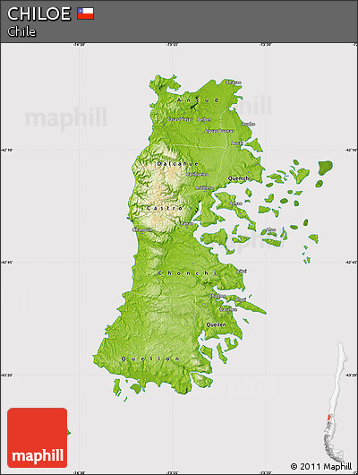 Physical Map of CHILOE, cropped outside