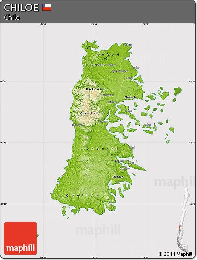 Physical Map of CHILOE, cropped outside