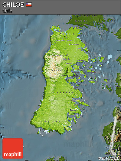 Physical Map of CHILOE, darken