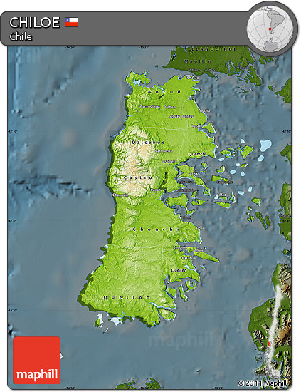 Physical Map of CHILOE, darken