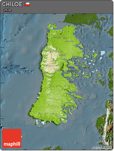 Physical Map of CHILOE, darken